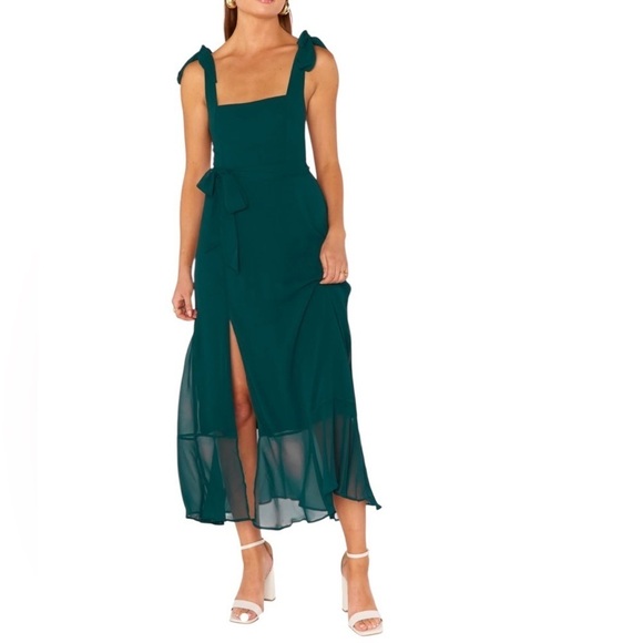 Show Me Your MuMu Dresses & Skirts - Show Me Your Mumu | Claire Midi Dress in Emerald Chiffon Size Medium NWT